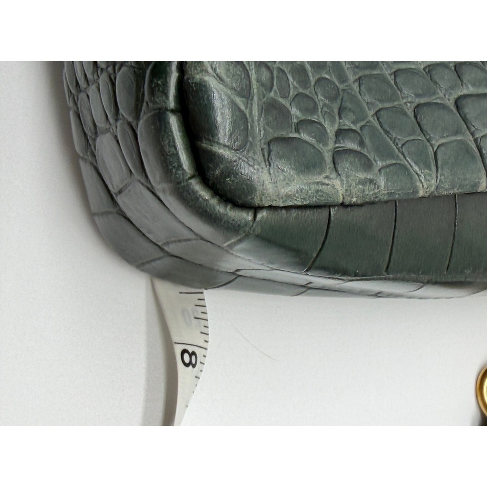 Clare V Midi Sac Croc Embossed Leather Handbag Women OS Green Crossbody Bag - Picture 11 of 12